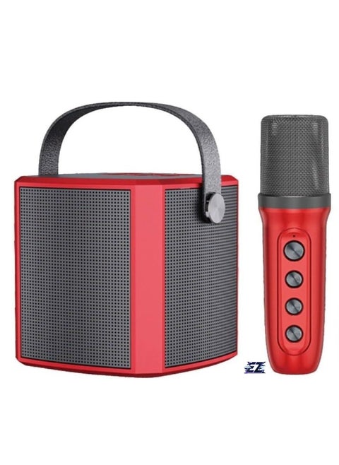 Portable Bluetooth Karaoke Speaker with Rechargeable Wireless Microphone, Type-C Charging, Multiple Voice Modes, TF Card Support – Red, Perfect for Parties, Karaoke, and Home Entertainment
