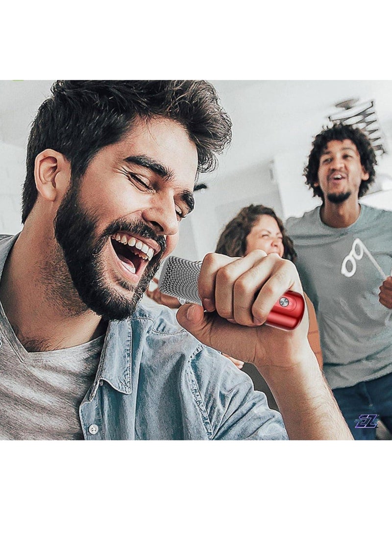 Portable Bluetooth Karaoke Speaker with Rechargeable Wireless Microphone, Type-C Charging, Multiple Voice Modes, TF Card Support – Red, Perfect for Parties, Karaoke, and Home Entertainment