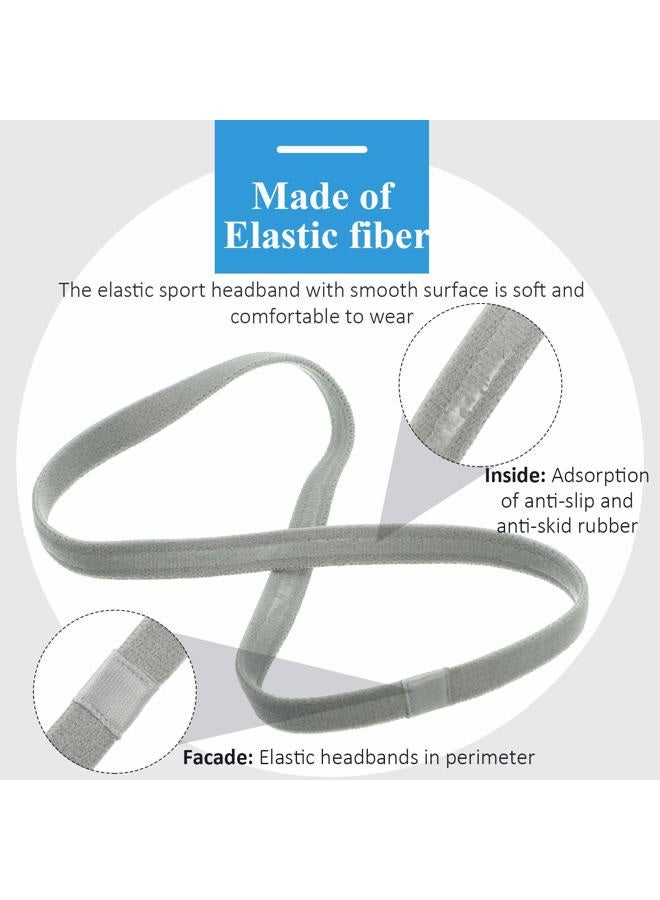 Bememo 4 Pieces Thick Non-Slip Elastic Sport Headbands Hair Headbands for Women and Men (Black, White, Grey, Royal Blue) - Image 3