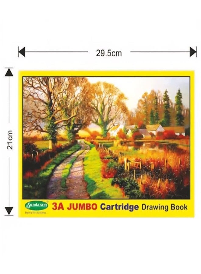 Sundaram دفتر رسم/تخطيط فارغ من نوع Sundaram 3A Jumbo Cartridge - المقاس: 29.5 × 21 سم - 56 صفحة - غلاف ورقي - صفحات بيضاء سميكة - عبوة من قطعتين - Image 4