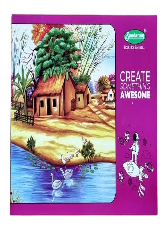 Sundaram دفتر رسم/تخطيط فارغ من نوع Sundaram 3A Jumbo Cartridge - المقاس: 29.5 × 21 سم - 56 صفحة - غلاف ورقي - صفحات بيضاء سميكة - عبوة من قطعتين - Image 1