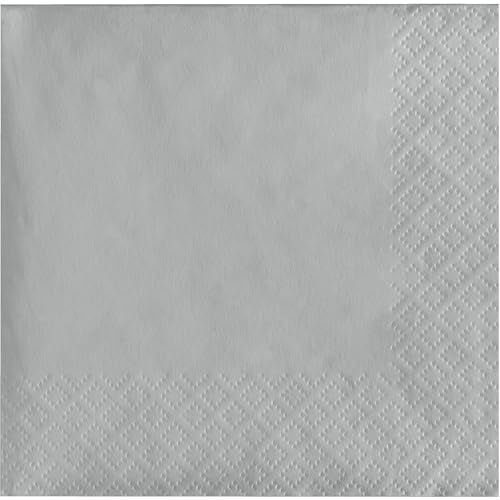 CREATIVE CONVERTING Touch of Color 50-Count 3-Ply Paper Beverage Napkins, Shimmering Silver - Image 1