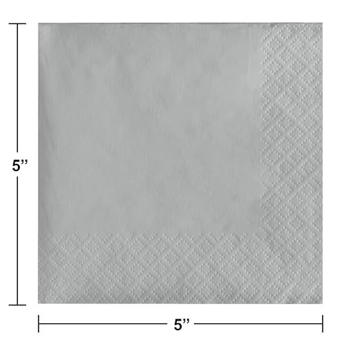 CREATIVE CONVERTING Touch of Color 50-Count 3-Ply Paper Beverage Napkins, Shimmering Silver - Image 3