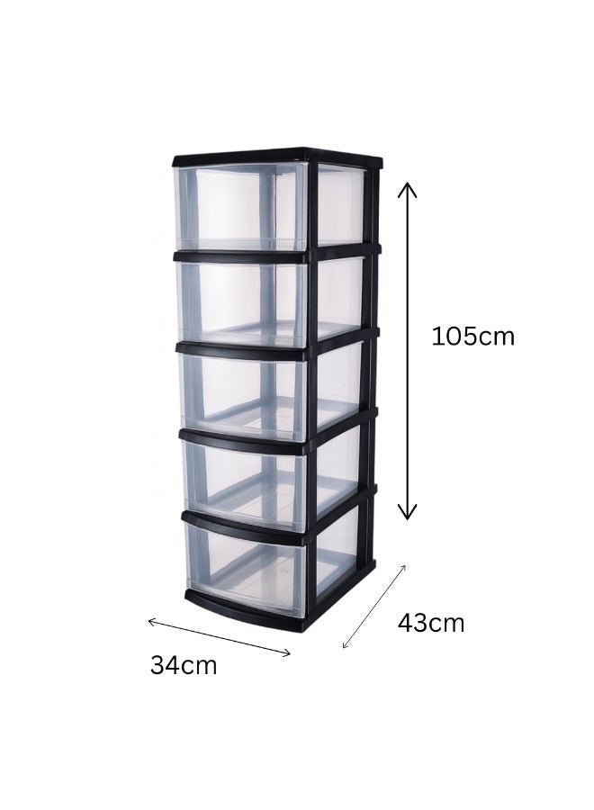 ماركولو خزانة أدراج بلاستيكية ملوّنة 5 طبقات – منظم متعدد الاستخدامات مع 5 أدراج واسعة – وحدة تخزين متينة للملابس، الألعاب، غرفة الأطفال والمنزل - Image 4