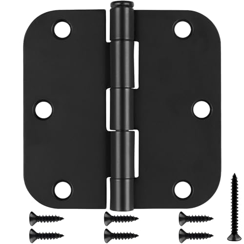 Estmoon 30 Pack Matte Black Door Hinges, 3.5 x 3.5 Inch, 5/8" Radius Rounded Interior Hinges, 6 Holes, Modern/Industrial Style, Iron Material - Image 1