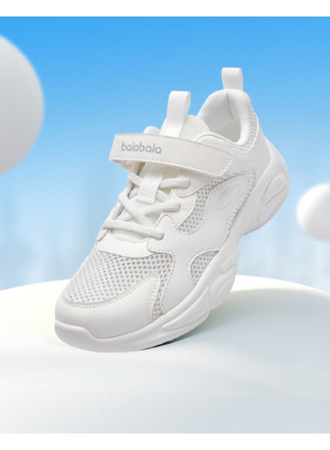 Balabala Boys' Summer Mesh Shoes | Girls' Breathable Summer Sneakers 2025 White Dad Shoes For Kids - Image 1