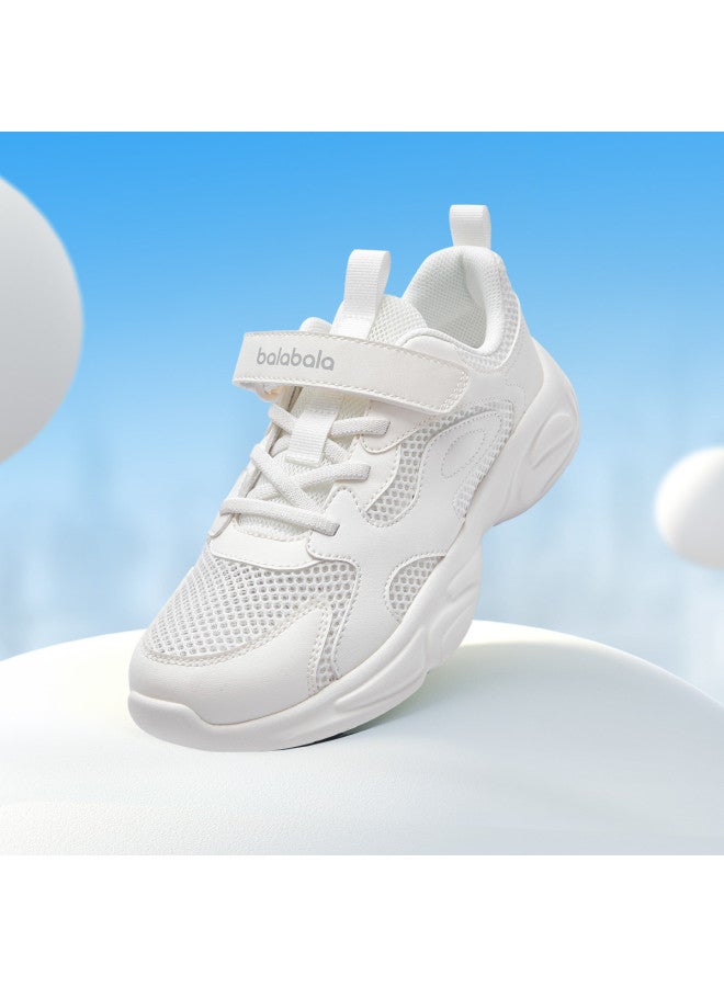 Balabala Boys' Summer Mesh Shoes | Girls' Breathable Summer Sneakers 2025 White Dad Shoes For Kids - Image 2