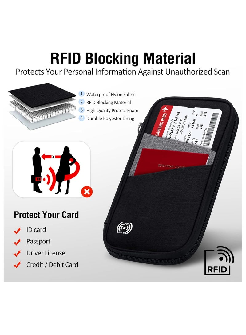 SYOSI Travel Passport Wallet Organizer, Passport Holder Family Rfid Blocking Travel Document Organizer, Travel Passport Wallet Waterproof Multiple Passport Holder, for Traveling, Passport Organizer  - Image 4
