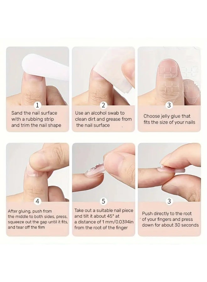 يوكانبي مجموعة أظافر تركيب 24 قطعة – بتدرج وردي وبريق فضي لامع، أظافر صناعية قابلة للإزالة والاستخدام المتعدد للنساء - Image 4