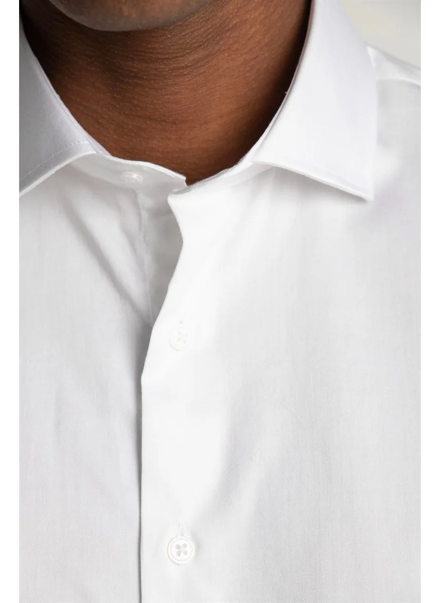 Tudors Slim Fit Long Sleeve High Collar Premium Series Cotton Satin Shirt
