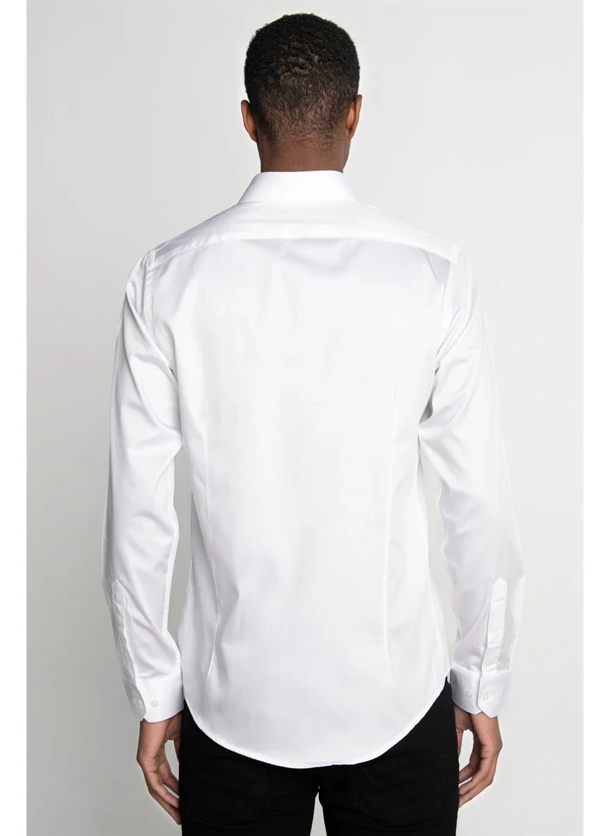 Tudors Slim Fit Long Sleeve High Collar Premium Series Cotton Satin Shirt