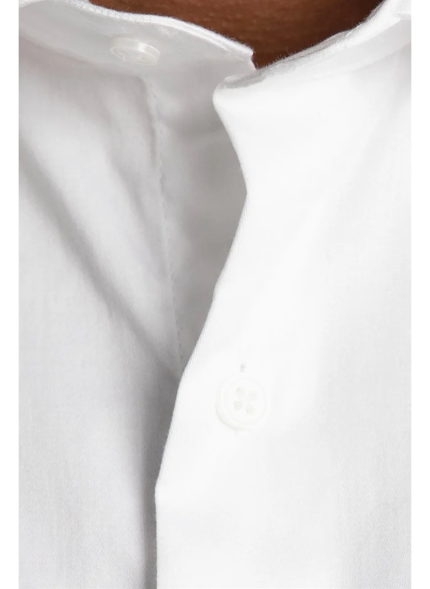 Tudors Slim Fit Long Sleeve High Collar Premium Series Cotton Satin Shirt