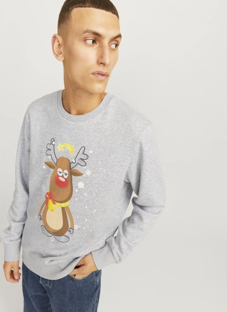 جاك اند جونز Jjxmas Christmas  Print Sweatshirts