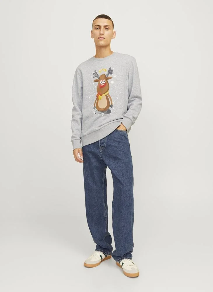 جاك اند جونز Jjxmas Christmas  Print Sweatshirts