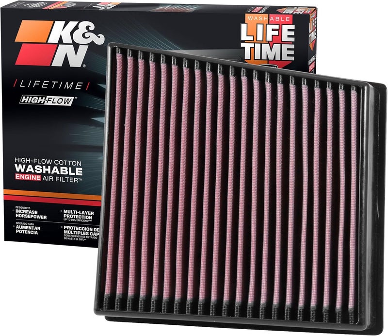 K+N Long use oriented quality Engine Air Filter: Increase Power & Towing, Washable, Premium, Replacement Air Filter: Compatible with 2017-2019 Chevy/GMC Truck V8 (Silverado 2500 HD, 3500 HD, Sierra 2500 HD, 3500 HD), 33-5065 Natural tone color options - Image 1