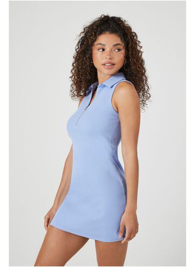 FOREVER 21 - Ribbed Knit Half-Zip Mini Dress - Image 1