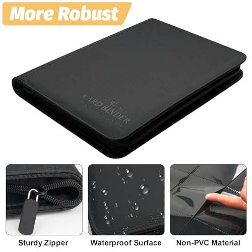 CARDBINDER 9 Pockets Card Binder,Premium Zip Trading Card Binder,540 Double Sided Pocket PU Collection Binder, Collector Album, Card Folder for MTG, TCG, Business Cards.(Black) - Image 3