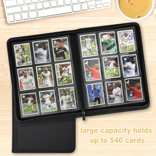 CARDBINDER 9 Pockets Card Binder,Premium Zip Trading Card Binder,540 Double Sided Pocket PU Collection Binder, Collector Album, Card Folder for MTG, TCG, Business Cards.(Black) - Image 4