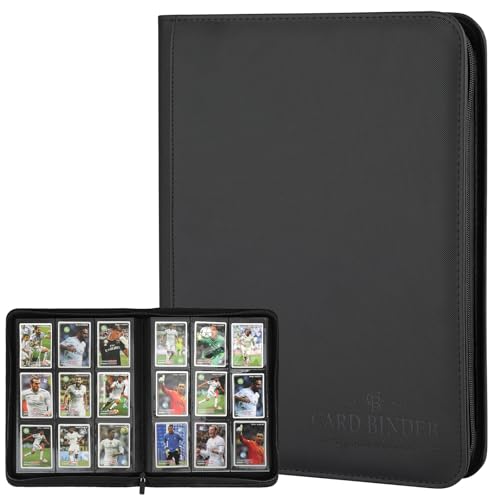 CARDBINDER 9 Pockets Card Binder,Premium Zip Trading Card Binder,540 Double Sided Pocket PU Collection Binder, Collector Album, Card Folder for MTG, TCG, Business Cards.(Black) - Image 1