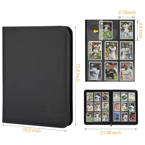 CARDBINDER 9 Pockets Card Binder,Premium Zip Trading Card Binder,540 Double Sided Pocket PU Collection Binder, Collector Album, Card Folder for MTG, TCG, Business Cards.(Black) - Image 2