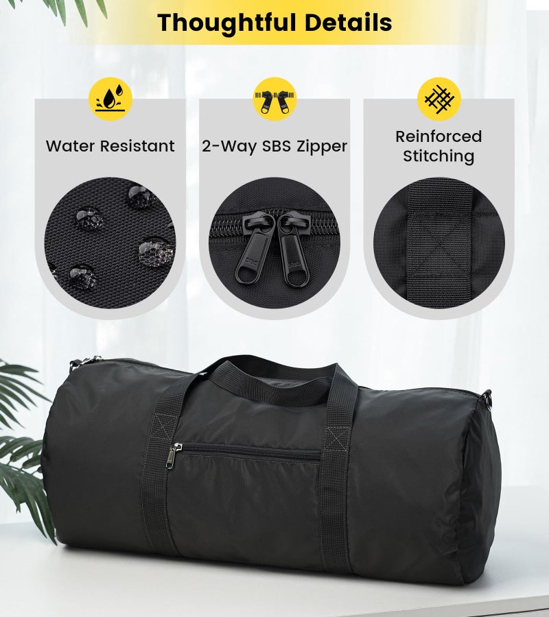 Vorspack Small Duffel Bag 20 Inches Foldable Gym Bag for Men Women Duffle Bag Lightweight with Inner Pocket for Travel Sports - Black - Image 4