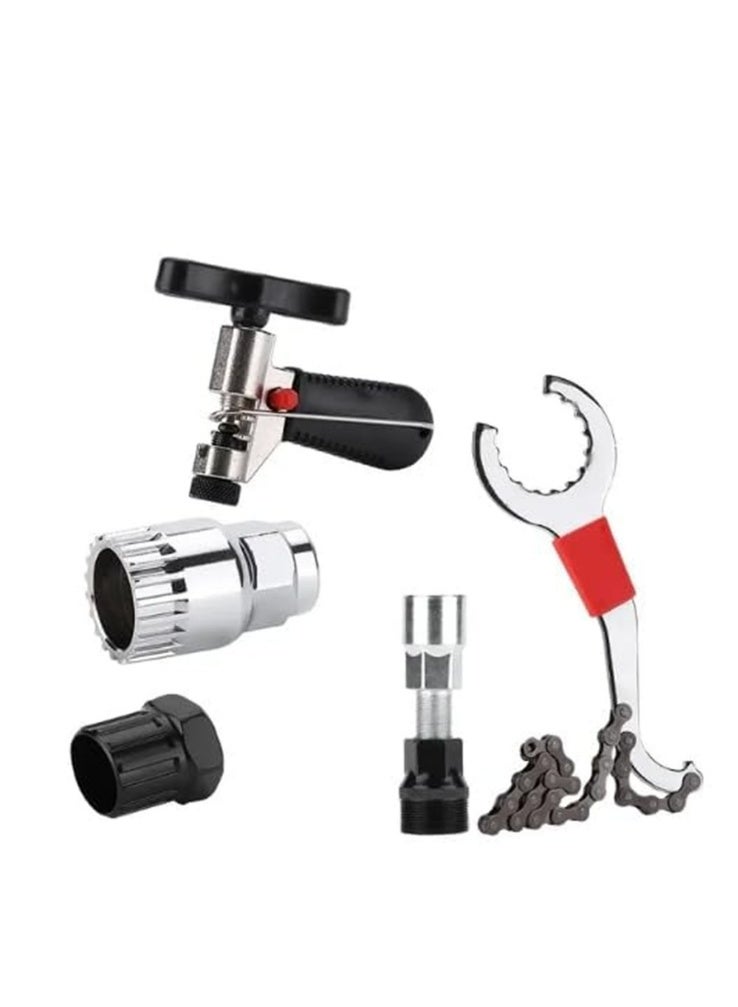 5-Piece Bicycle Repair Kit – Professional-Grade Chain Breaker, Crank Puller, Cassette Tool, & Flywheel Extractor Set (Chrome Vanadium Steel) - Image 1