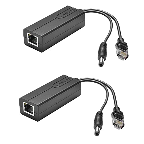 Bawofu Active PoE Power Over Ethernet Splitter Adapter 48V to 12V, 5.5x2.1mm DC, IEEE 802.3AF/at Compliant 10/100Mbps PoE Splitter with 12V Output for Surveillance Camera CCTV & VoIP Phone, 2 Pack - Image 1