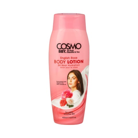 لوسيون الجسم COSMO BBY بالورد الإنجليزي - ترطيب لمدة 24 ساعة، مرطب مغذي للبشرة الناعمة، السلسة، والمتألقة مع تركيبة خفيفة وسريعة الامتصاص - 400 مل