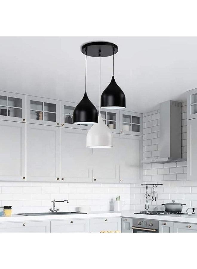 Generic Chandelier three black and white metal 