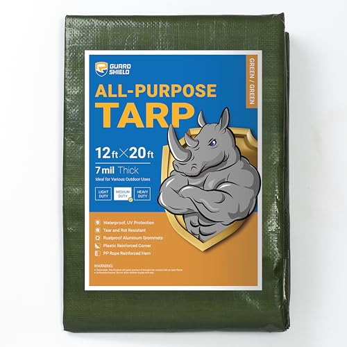 GUARD SHIELD Green Tarp Waterproof 12x20 Feet Medium Duty All Purpose Poly Tarps Cover 7mil - Image 1