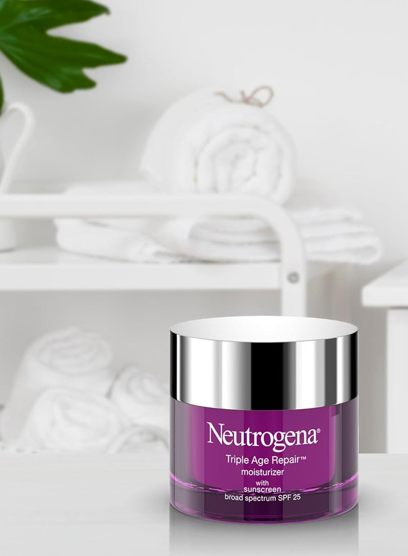 Neutrogena Triple Age Repair Anti-Aging Night Cream with Vitamin C; Fights Wrinkles & Evens Tone, Firming Anti-Wrinkle Face & Neck Cream; Glycerin & Shea Butter 1.7 ozounce - Image 5