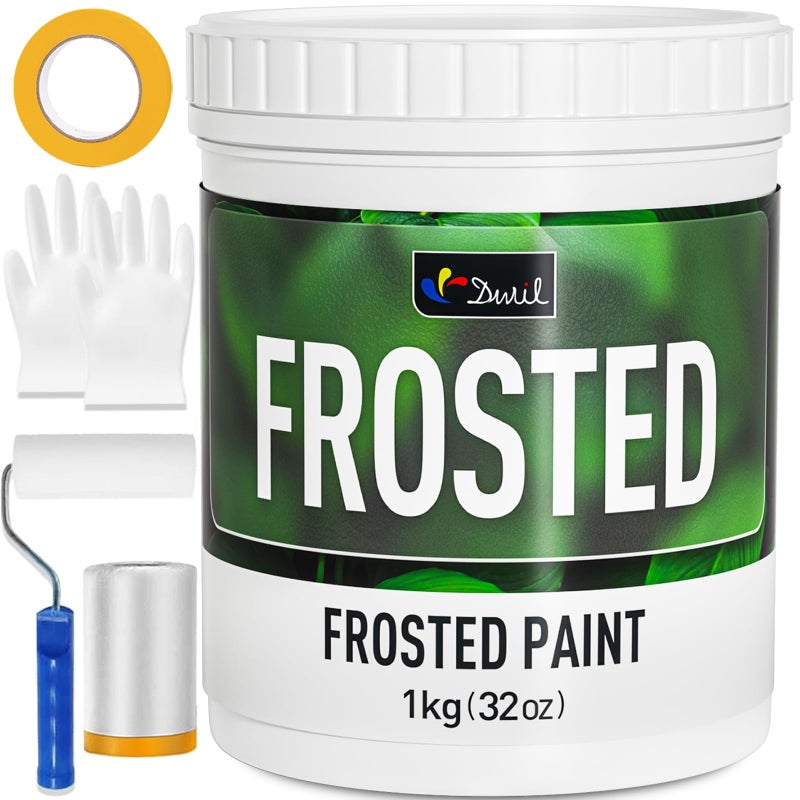DWIL Frosted Glass Paint for Window - Window Privacy Paint, Frosted Glass Spray, Waterproof & UV Resistant, for Glass Surface in Bathroom, Kitchen, Room, Sliding Door, 32oz (with tools) - Image 1