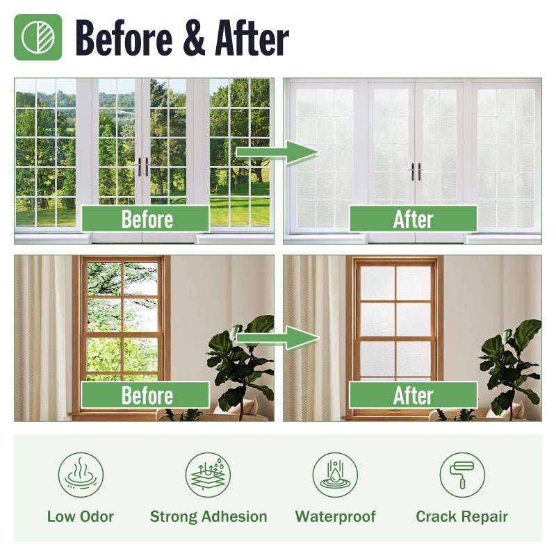 DWIL Frosted Glass Paint for Window - Window Privacy Paint, Frosted Glass Spray, Waterproof & UV Resistant, for Glass Surface in Bathroom, Kitchen, Room, Sliding Door, 32oz (with tools) - Image 3