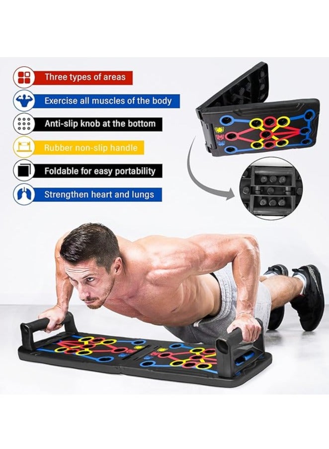 عام لوحة تمرين الضغط القابلة للطي، لوحة لياقة متعددة الاستخدامات للتدريب الكامل للجسم وتمارين الضغط الفعالة. تستهدف العضلات في الذراعين والصدر والكتفين، وكذلك العضلات الخلفية والعضلات ثلاثية الرؤوس - Image 2