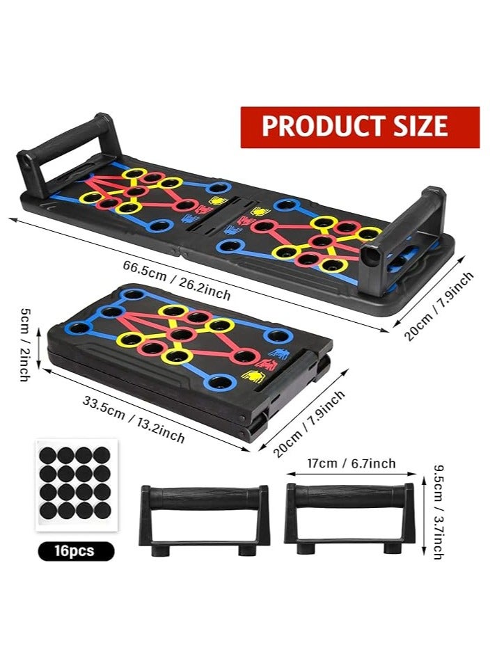 عام لوحة تمرين الضغط القابلة للطي، لوحة لياقة متعددة الاستخدامات للتدريب الكامل للجسم وتمارين الضغط الفعالة. تستهدف العضلات في الذراعين والصدر والكتفين، وكذلك العضلات الخلفية والعضلات ثلاثية الرؤوس - Image 5