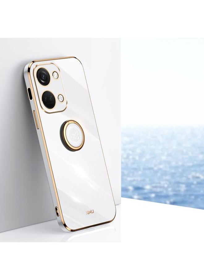 HuHa - Case Cover For For OnePlus Ace 2V XINLI Straight Edge 6D Electroplate TPU Phone Case with Ring Holder(White) - Image 1
