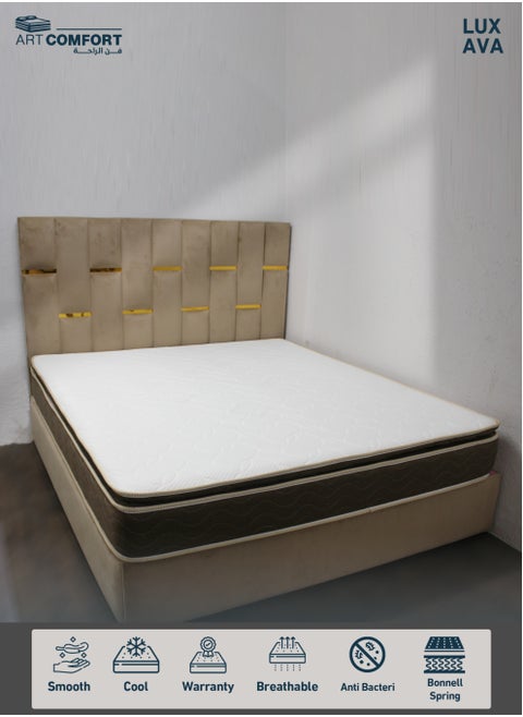 LUXAVA Hotel Mattress | Single Size, Reinforced Bonnell Spring with a Luxurious Hotel Design, Insulated Felt Layer, and 4 Layers of High-Density Foam. Offers Medium Firmness, 190x100x27 CM