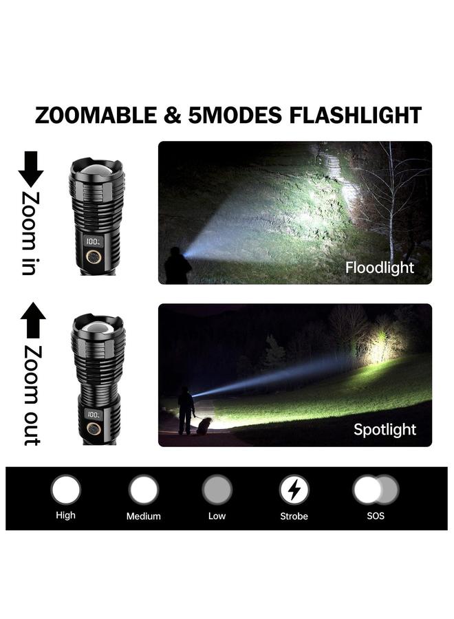 HOMESTAR Flashlights High Lumens Rechargeable Flashlights, Bright Tactical Flashlight with Zoom, 5 Modes, IPX7 Waterproof, Handheld for Emergencies, Camping - Image 2