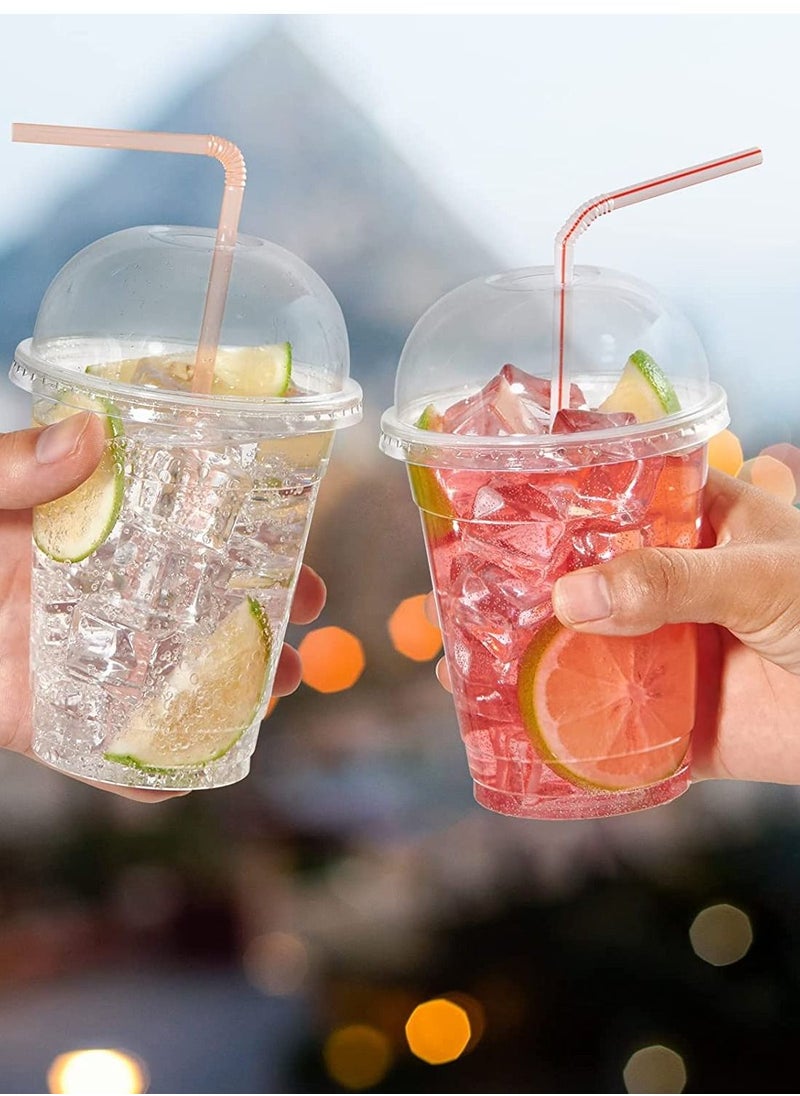 vsell24 - 14oz Disposable Drinking Plastic Cup  For Smoothie Coffee Water Juice Cups with Dome Lid - Image 1