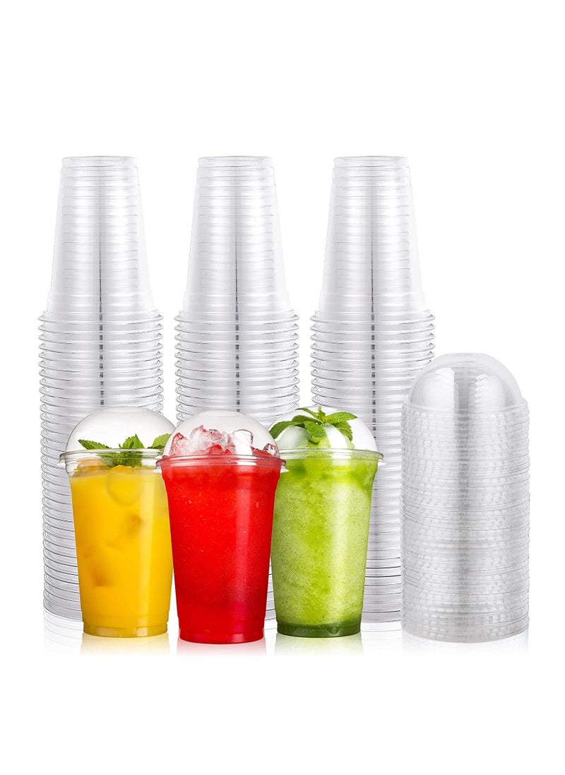 vsell24 - 14oz Disposable Drinking Plastic Cup  For Smoothie Coffee Water Juice Cups with Dome Lid - Image 1