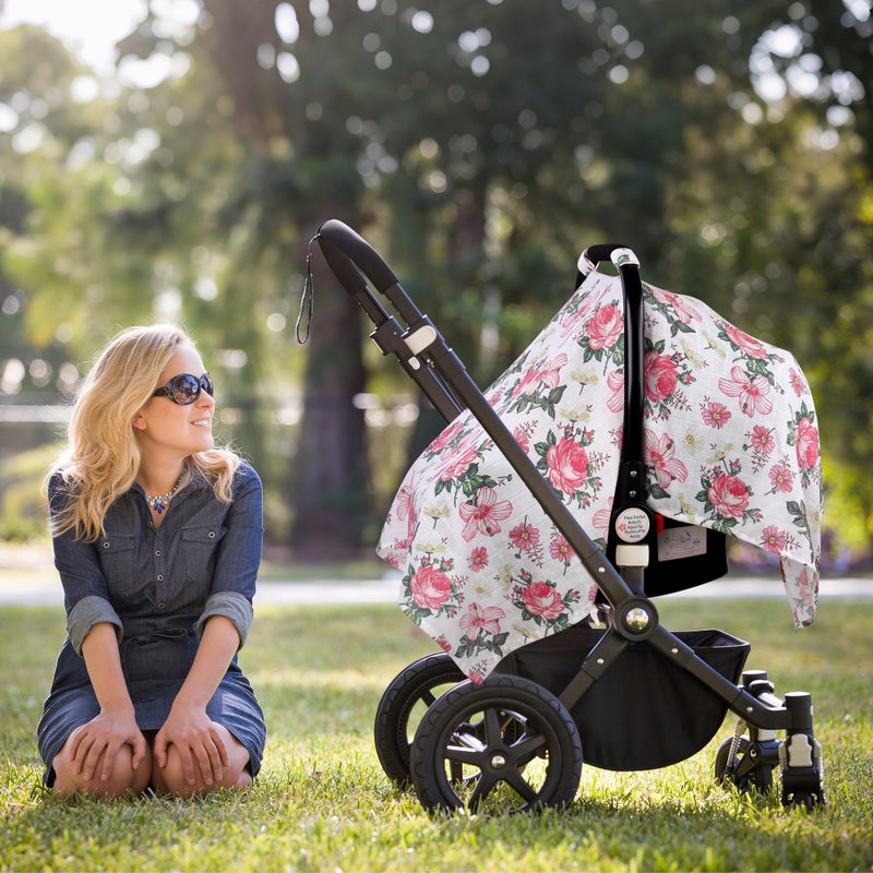 Metplus Muslin Carseat Cover for Babies,Breathable Infant Carseat Cover Lightweight Baby Carrier Cover for Girls Boys, Fit Spring Summer/Hot Days/Warm Weather - Image 5