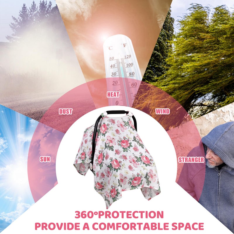 Metplus Muslin Carseat Cover for Babies,Breathable Infant Carseat Cover Lightweight Baby Carrier Cover for Girls Boys, Fit Spring Summer/Hot Days/Warm Weather - Image 4