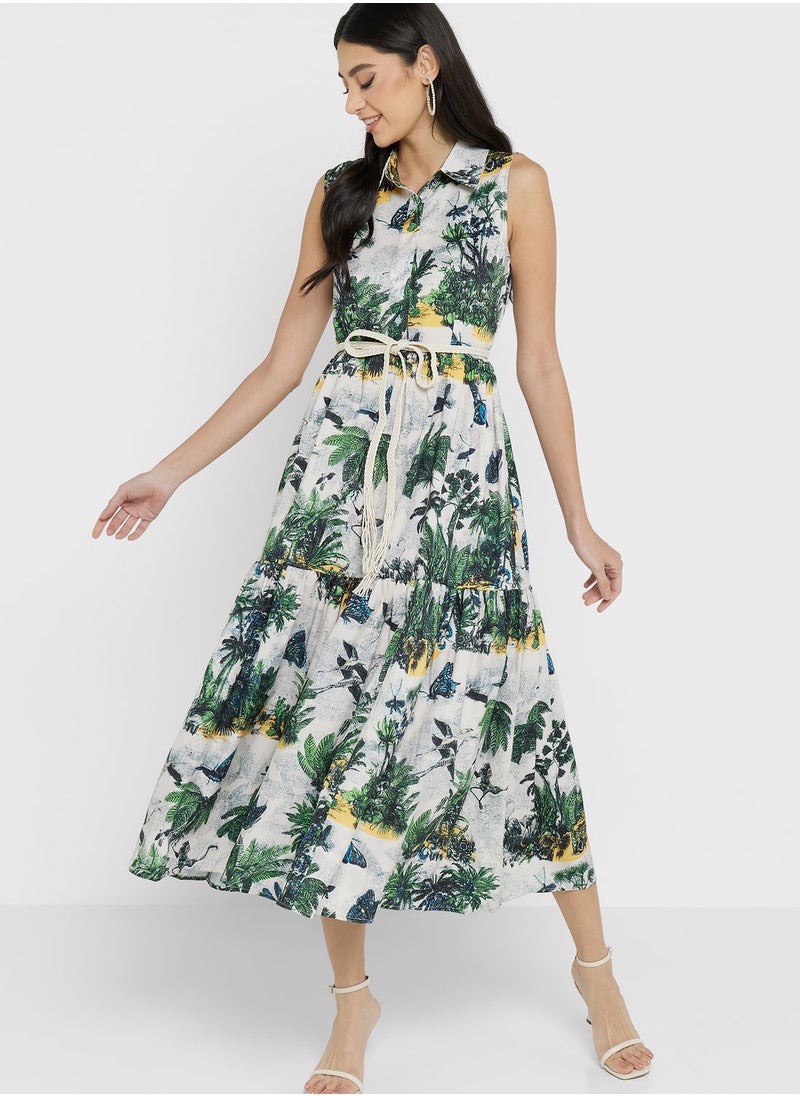 ELLA Tropical Print Midi Dress  - Image 4