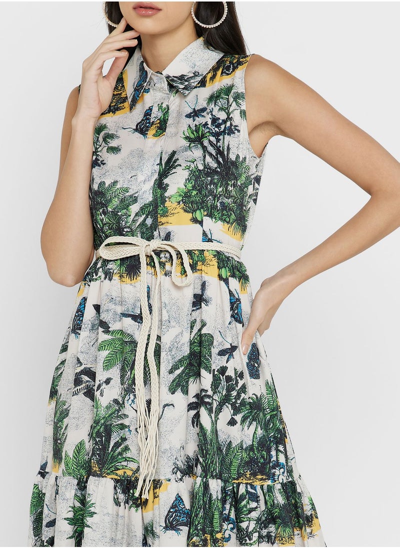 ELLA Tropical Print Midi Dress  - Image 3