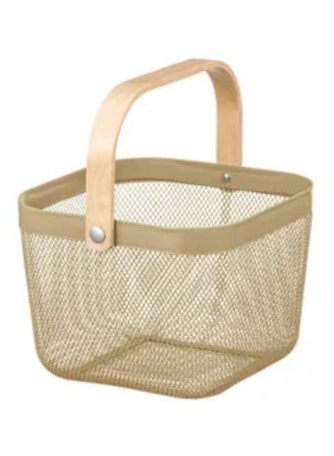 Portable Storage Basket Green Beige 26x18x25cm