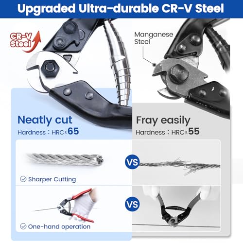 Muzata Cable Cutter Wire Cutter Heavy Duty Up to 1/8" 5/32" Stainless Steel Aircraft Wire Rope for Deck Railing Metal Fence Bicycle Brake Bike DIY Project CR12 - Image 3