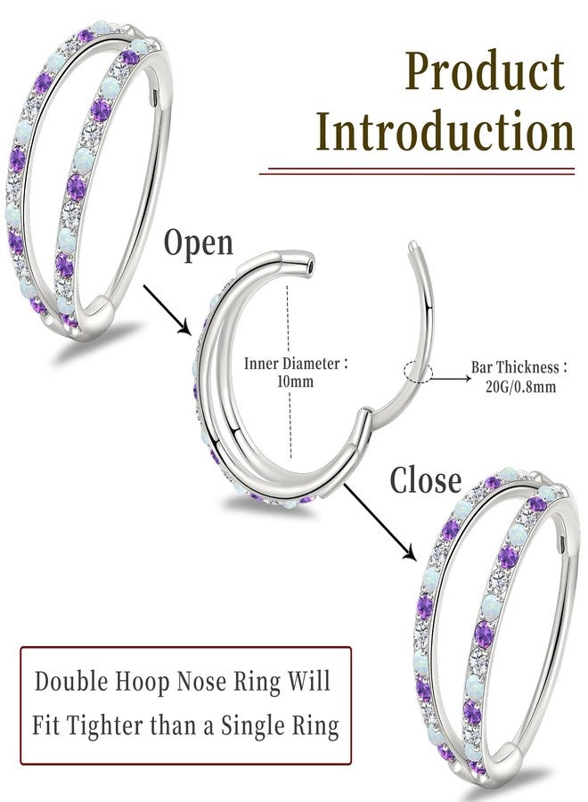 limerencia Titanium Nose Ring - G23 Double Hoop Cartilage Earring - 20G Clicker Ring for Septum, Helix, Conch, Daith, Tragus Piercing - Hypoallergenic Body Jewelry for Women & Men - Image 5