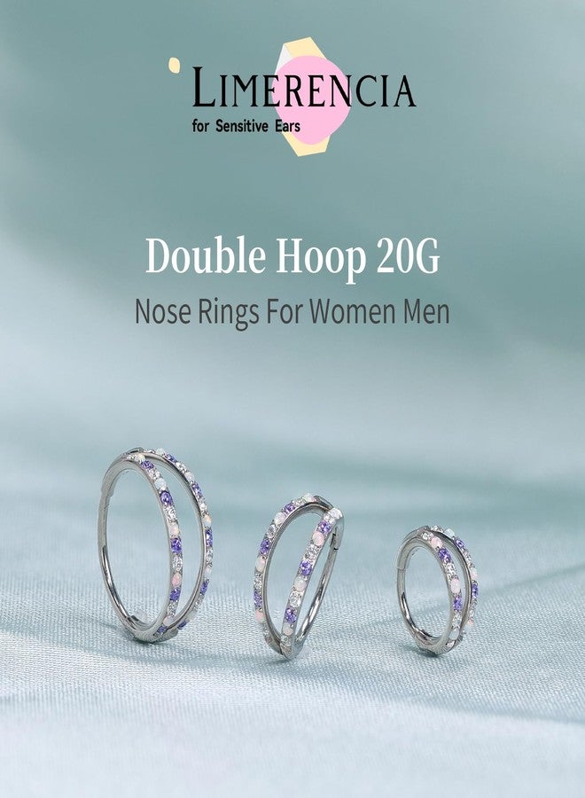 limerencia Titanium Nose Ring - G23 Double Hoop Cartilage Earring - 20G Clicker Ring for Septum, Helix, Conch, Daith, Tragus Piercing - Hypoallergenic Body Jewelry for Women & Men - Image 2