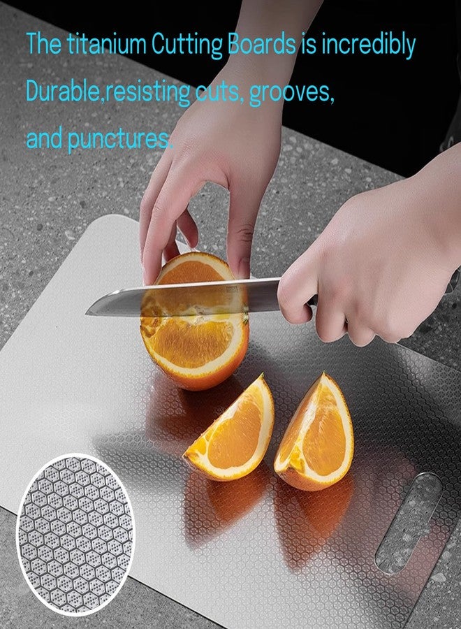 IGRARK Titanium Cutting Board, 2 Pack Titanium Cutting Boards For Kitchen, 2025 New Double-Sided Food-Grade Titanium Cutting Board For Cutting Meats, Fruits And Vegetables (Honeycomb pattern) - Image 2