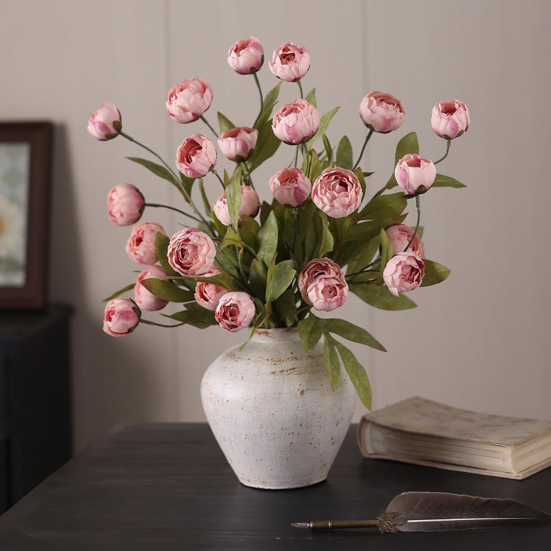 VIERENA 6 Pcs Faux Silk Peony Artificial Flowers for Vase -27", Bulk Fake Peonies Branches with Stems for DIY Bouquet Centerpieces Wedding Fillers Arrangements Shower Decorations (Blush Pink) - Image 4